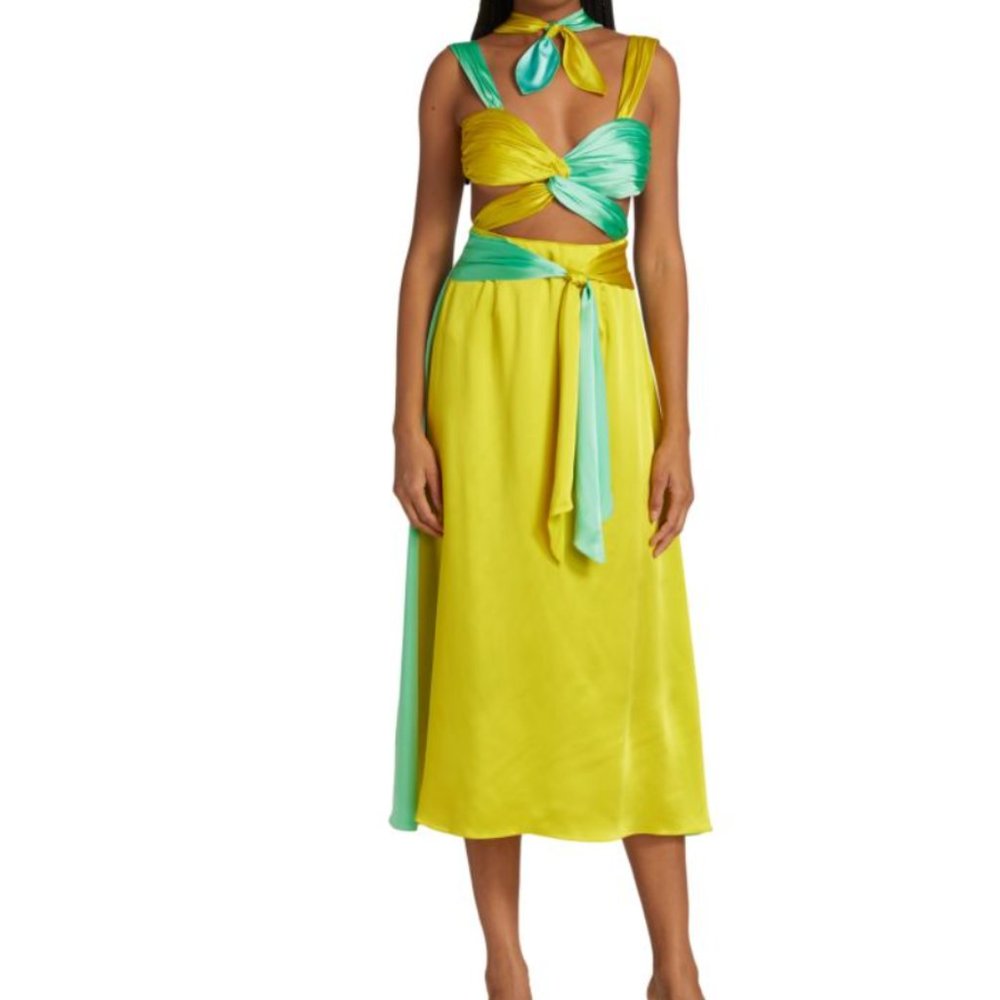 Halpern Colorblocked Midi Dress
